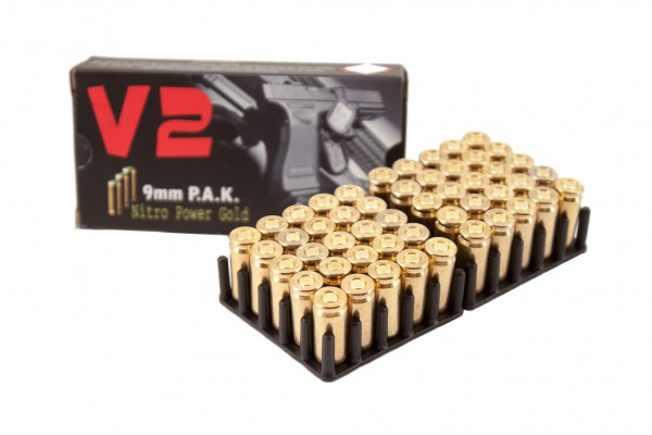 Platzpatronen V2 Kal. 9 mm P.A.K. - Nitro Power Gold - 1000 Schuss